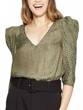 Olive Leopard Blouse